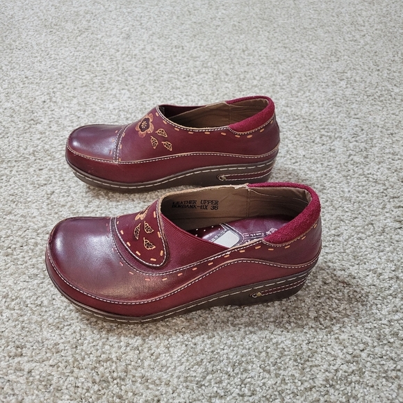 L’Artiste Spring Step Burbank-PR Leather Clog Women’s Size 36(US 5.5-6) Burgundy - Picture 3 of 11